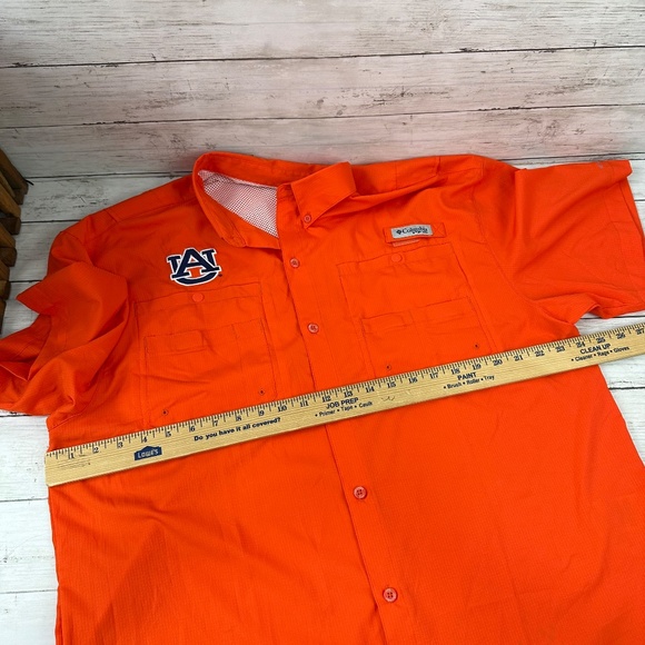 Columbia PFG Shirt Mens Large Vented Fishing Orange Short Sleeve UofA Auburn - Picture 7 of 13
